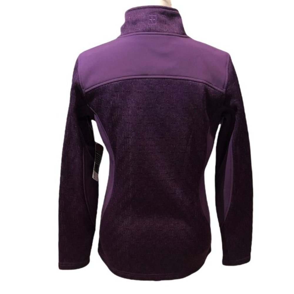 SwissTech Full Zipper Sweater Jacket Plum Purple XS Mock Neck Womens Knit Fleece - Picture 3 of 6